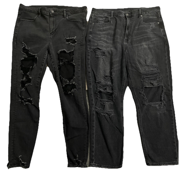 American Eagle Outfitters Denim - American Eagle High Distress Mom Jean & Next Level HR Jegging Black Size 14 2lot